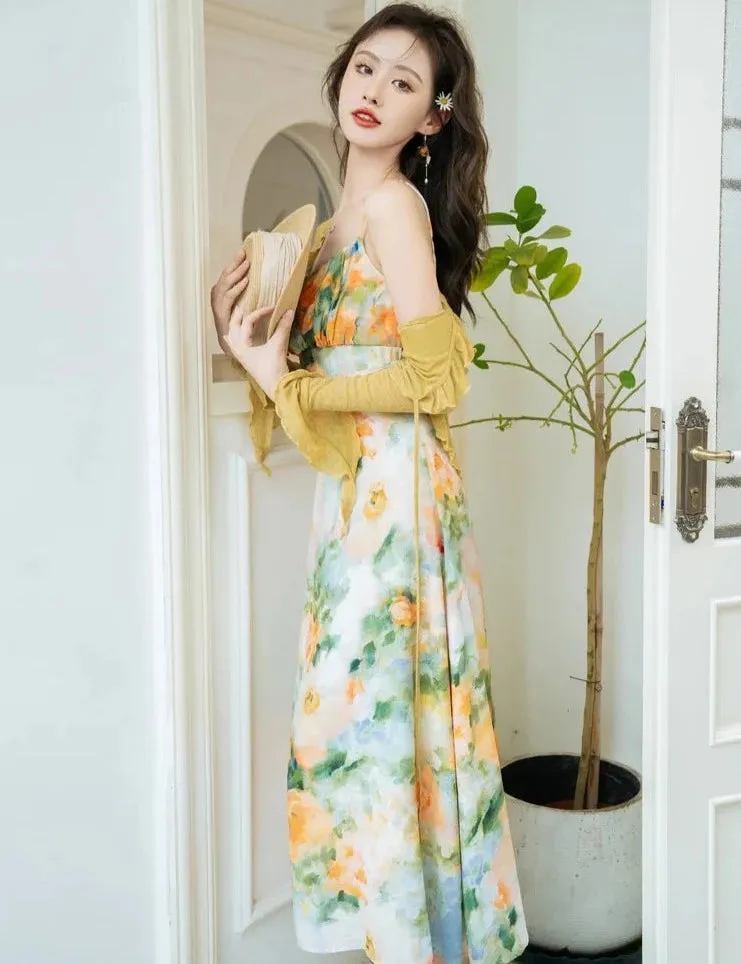 Summer Garden Floral Print Dress Set