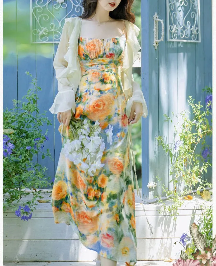 Summer Garden Floral Print Dress Set