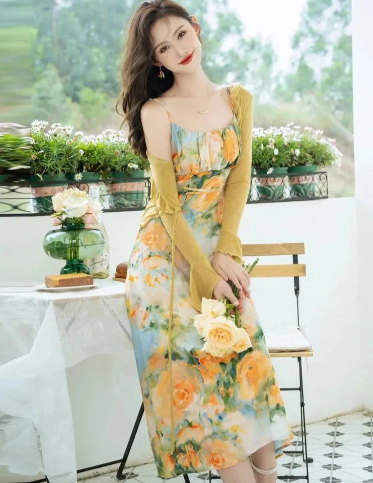 Summer Garden Floral Print Dress Set