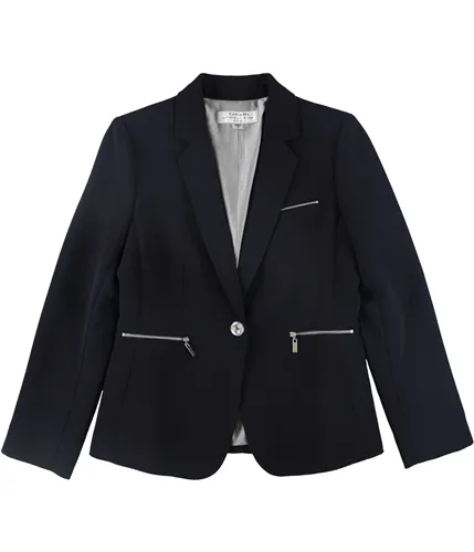 Tahari Womens Solid One Button Blazer Jacket