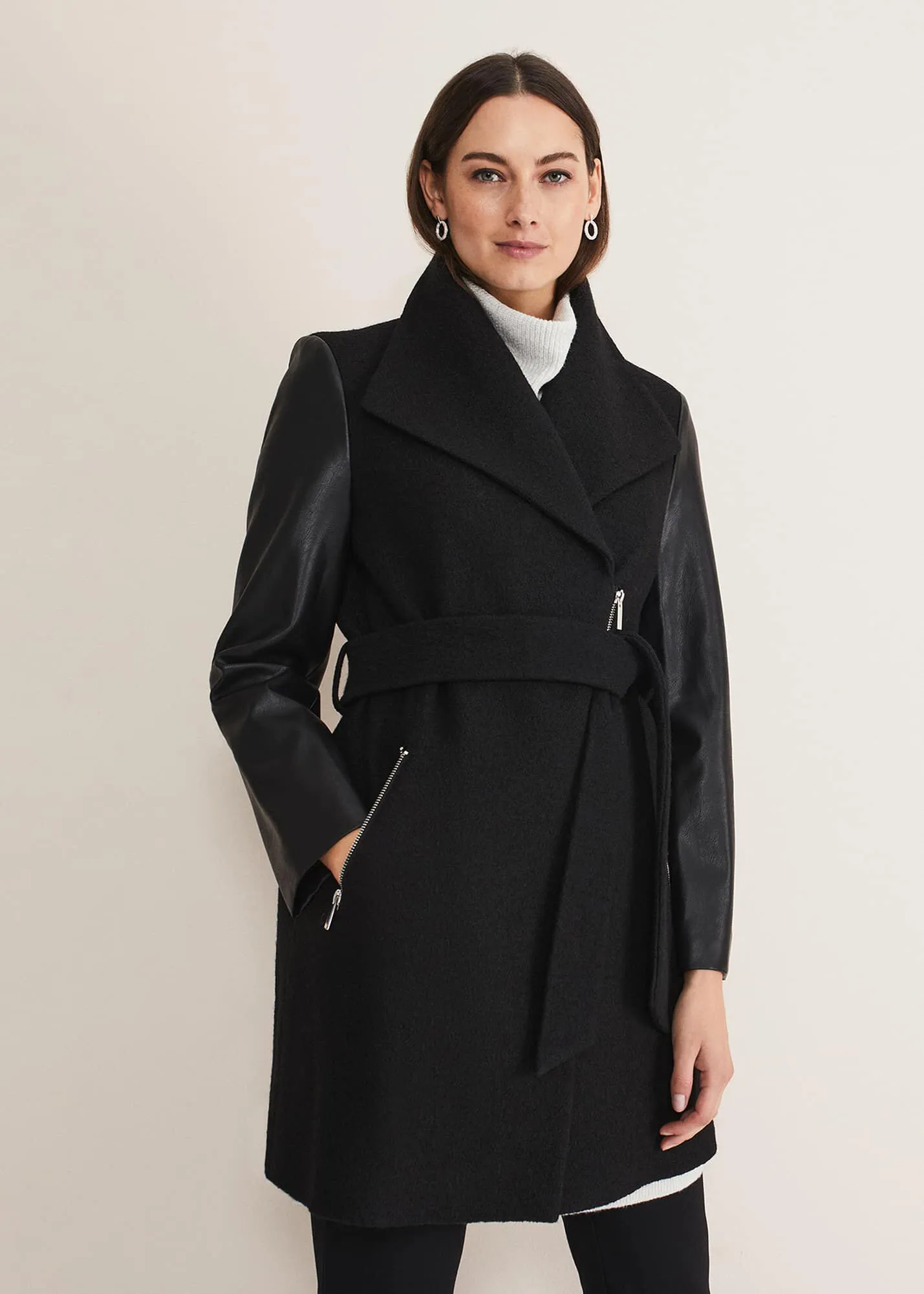 Tori Wool Contrast Sleeve Coat