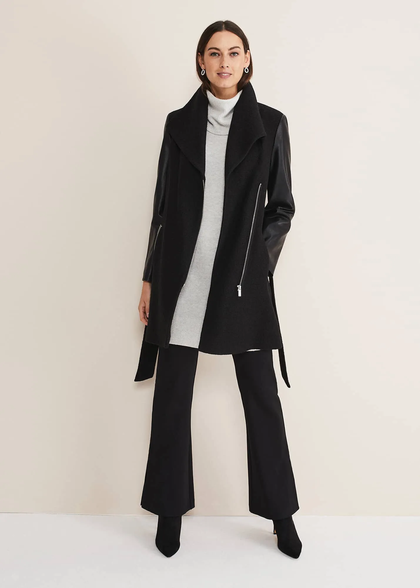 Tori Wool Contrast Sleeve Coat