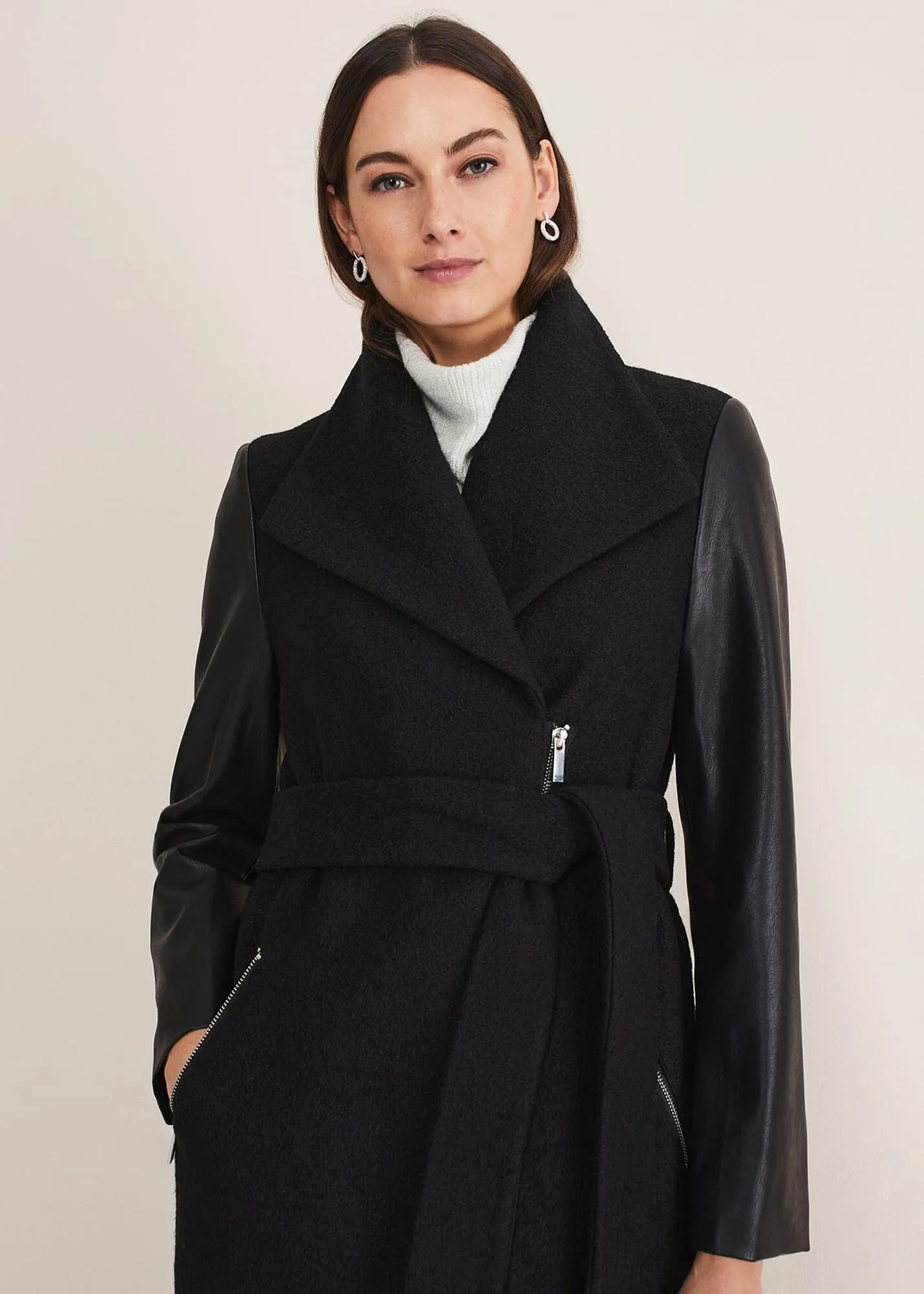 Tori Wool Contrast Sleeve Coat