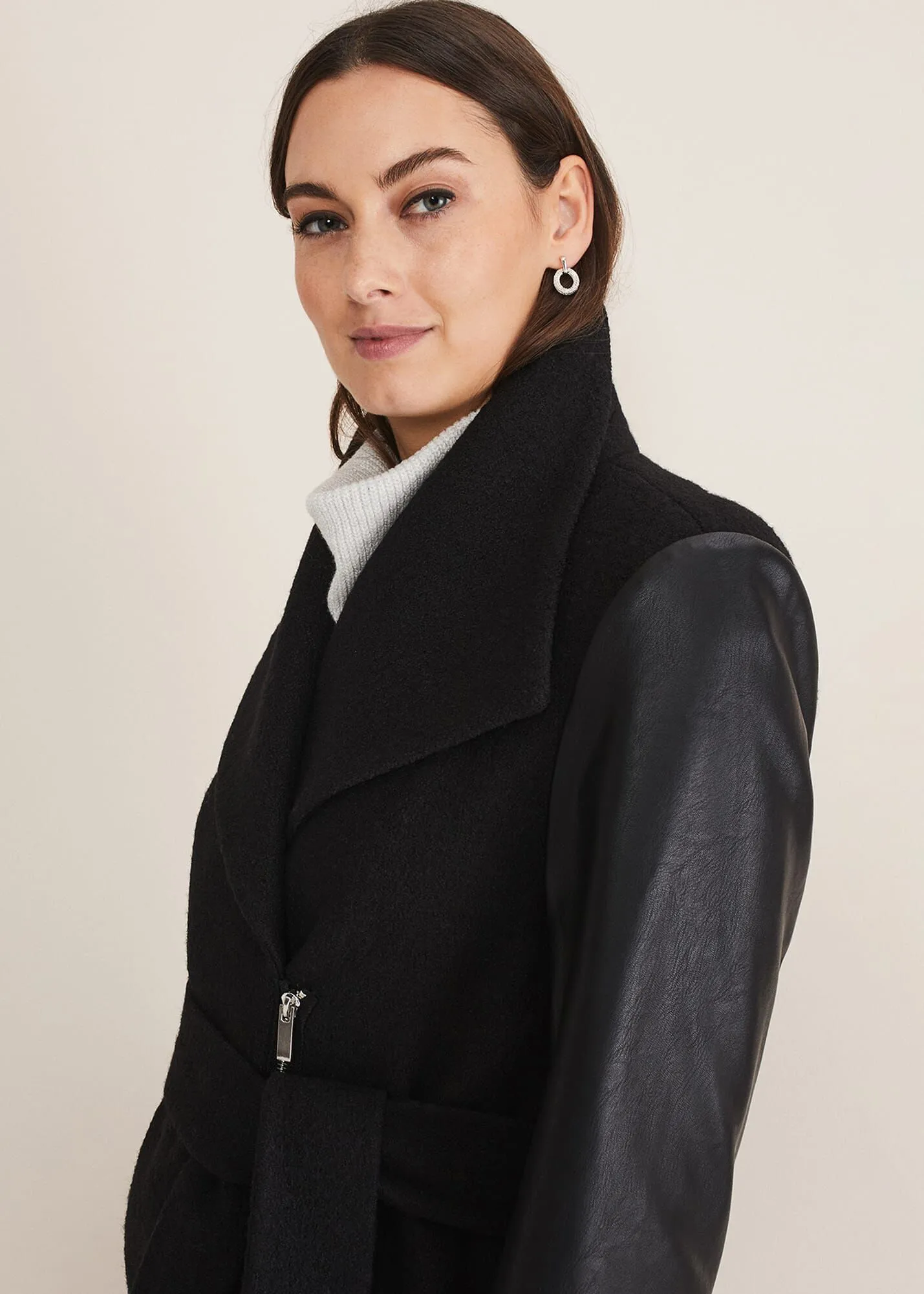 Tori Wool Contrast Sleeve Coat