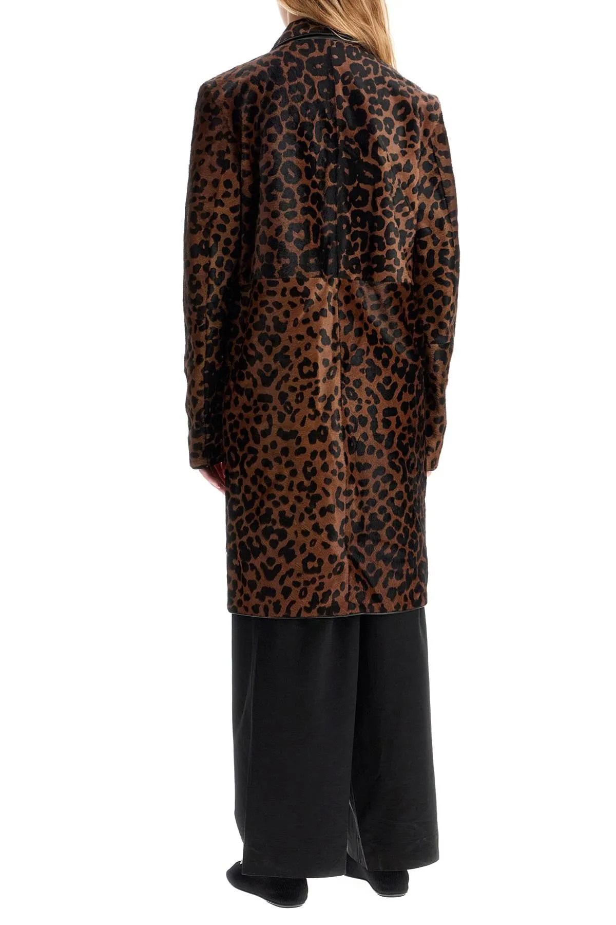 Toteme Leopard Print Car Coat In Horse   Brown