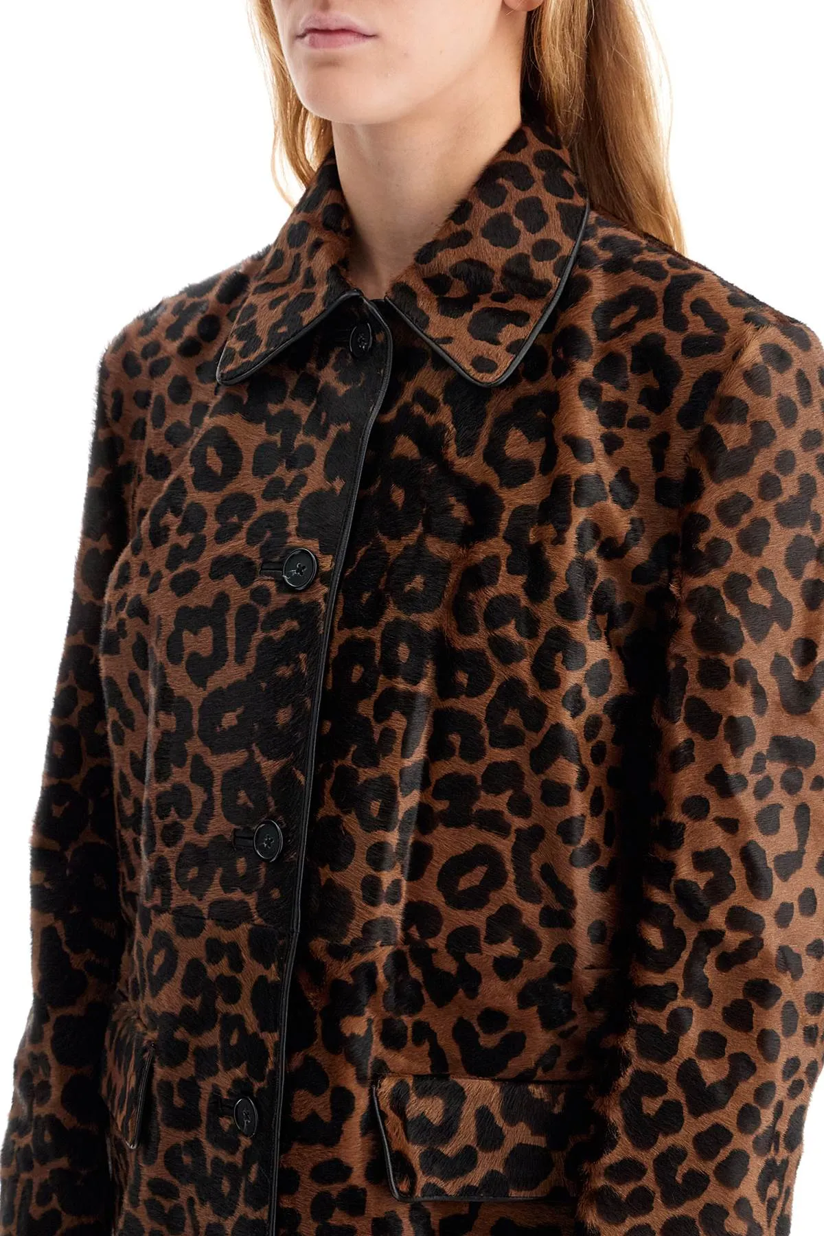 Toteme Leopard Print Car Coat In Horse   Brown