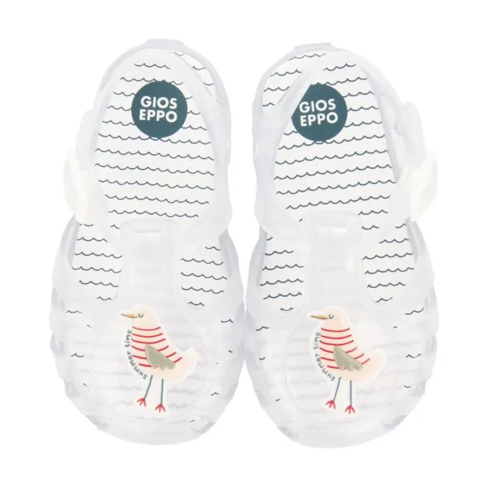 TRANSPARENT CRAB SHOES WITH SEAGULL PATCH FOR BABY MOSSET