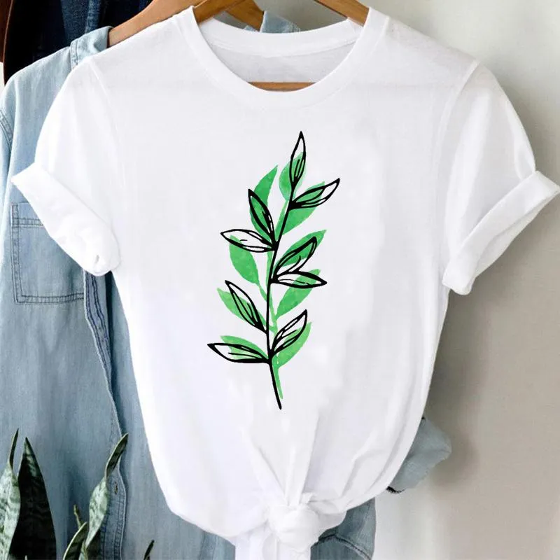 Trend T-shirts Short Sleeve Plant Summer Beach Print Women Cartoon Casual Fashion Graphic Regular Tshirt Top Lady Travel Tee