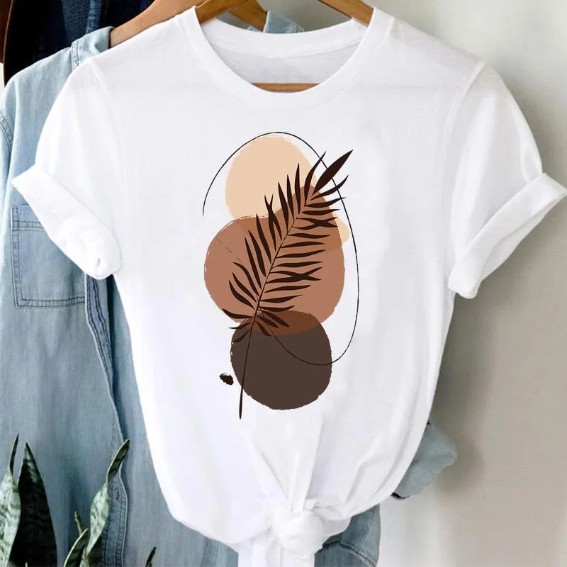 Trend T-shirts Short Sleeve Plant Summer Beach Print Women Cartoon Casual Fashion Graphic Regular Tshirt Top Lady Travel Tee