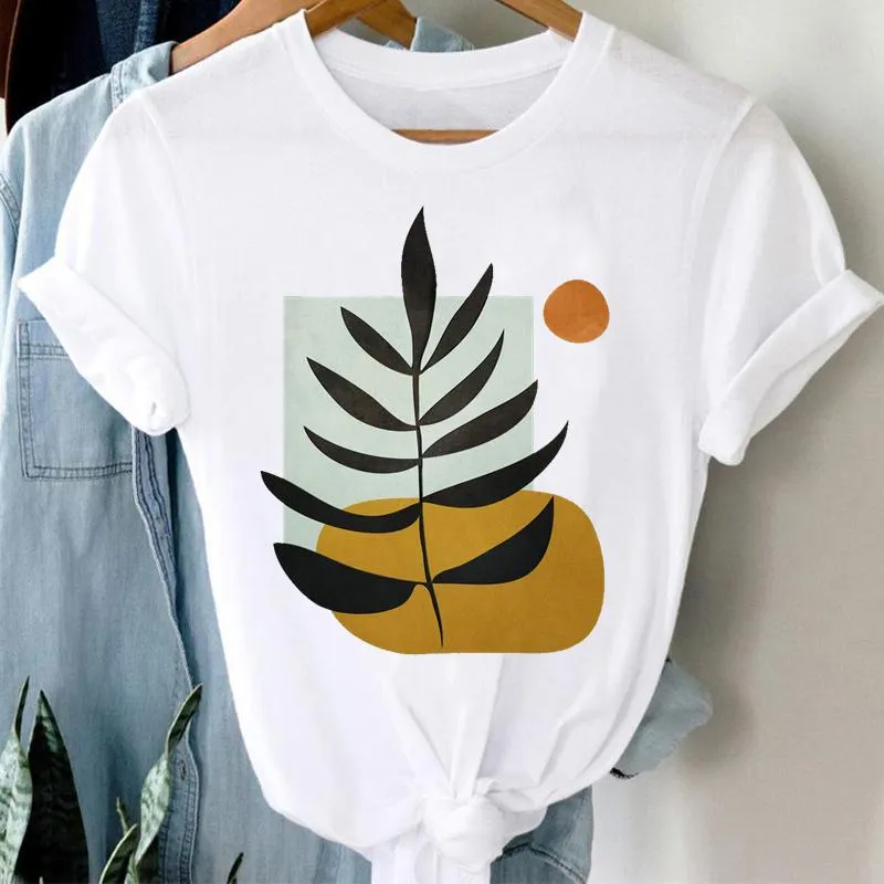 Trend T-shirts Short Sleeve Plant Summer Beach Print Women Cartoon Casual Fashion Graphic Regular Tshirt Top Lady Travel Tee