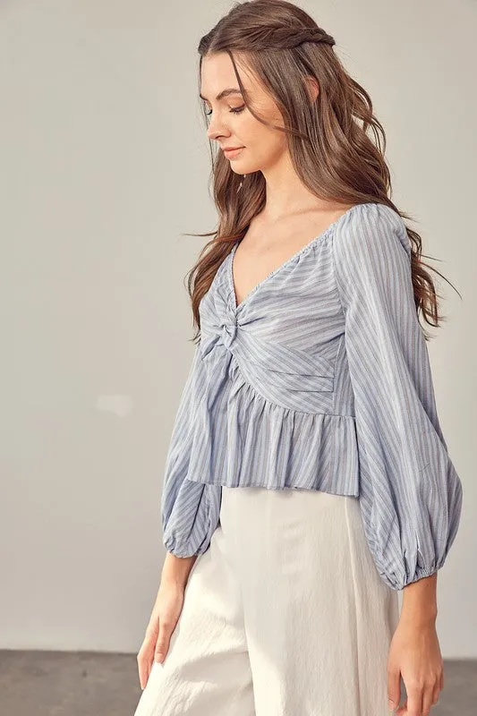 Twisted Balloon Sleeve Top