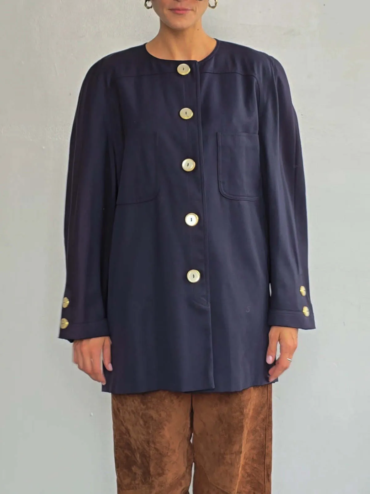 Valentino Italian Wool Chore Coat - Navy