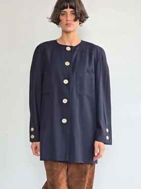 Valentino Italian Wool Chore Coat - Navy