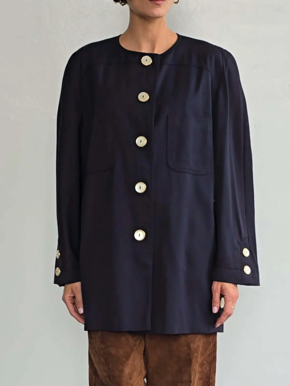 Valentino Italian Wool Chore Coat - Navy