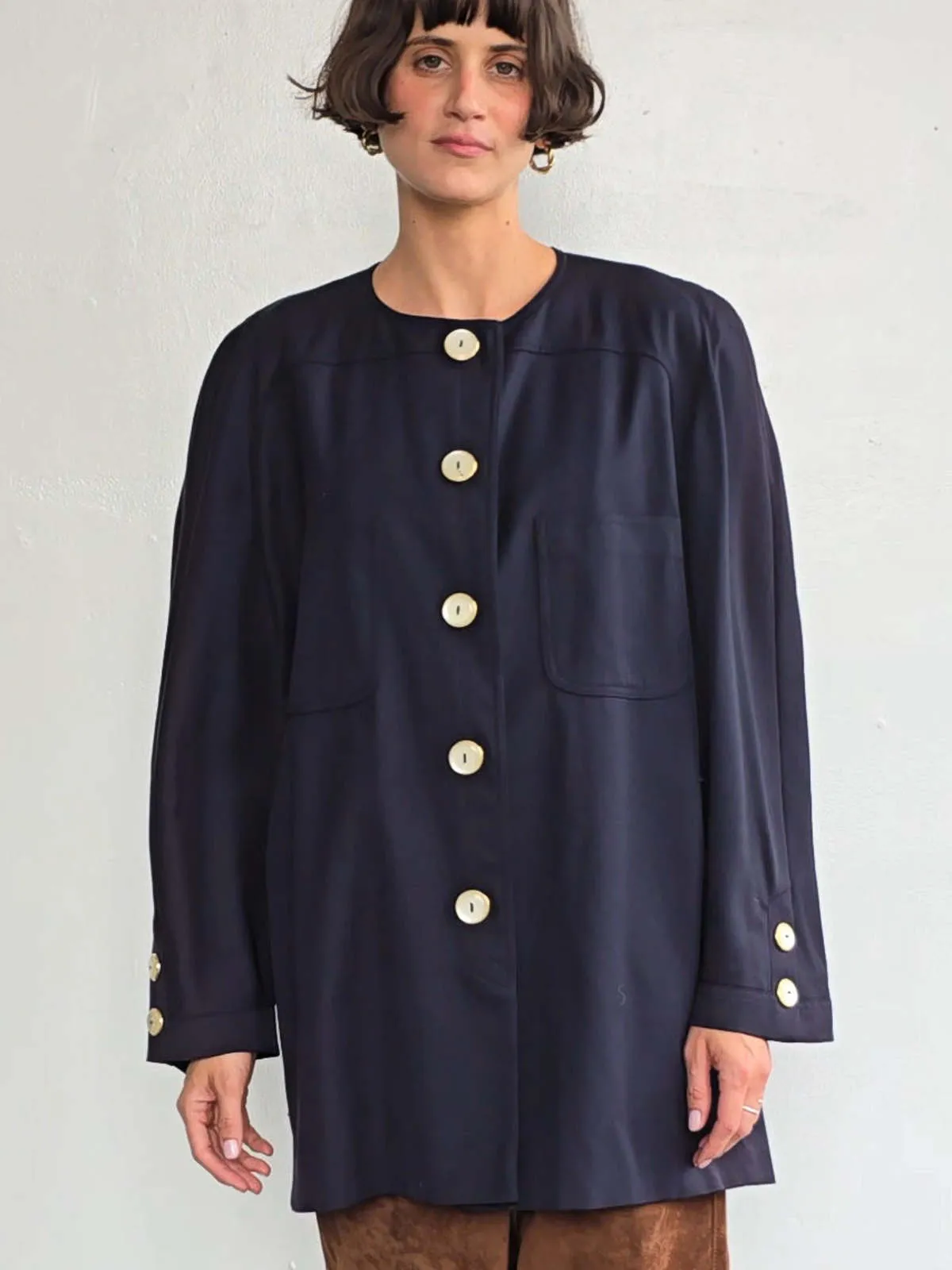 Valentino Italian Wool Chore Coat - Navy