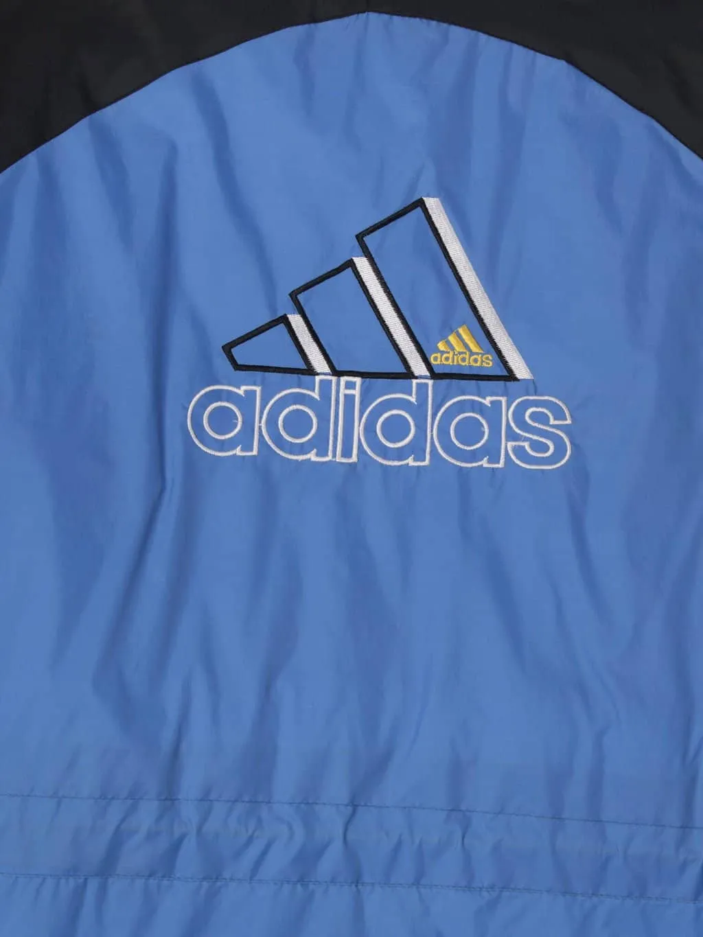 Vintage 90s Adidas padded sports jacket Tri-colour with spell-out logo on the back – Large