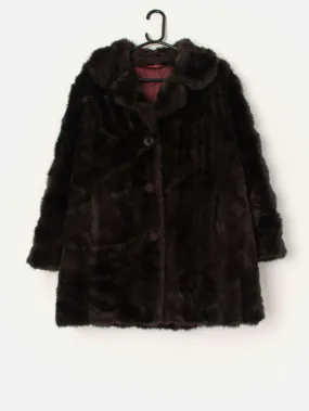 Vintage faux fur jacket in dark brown – Medium