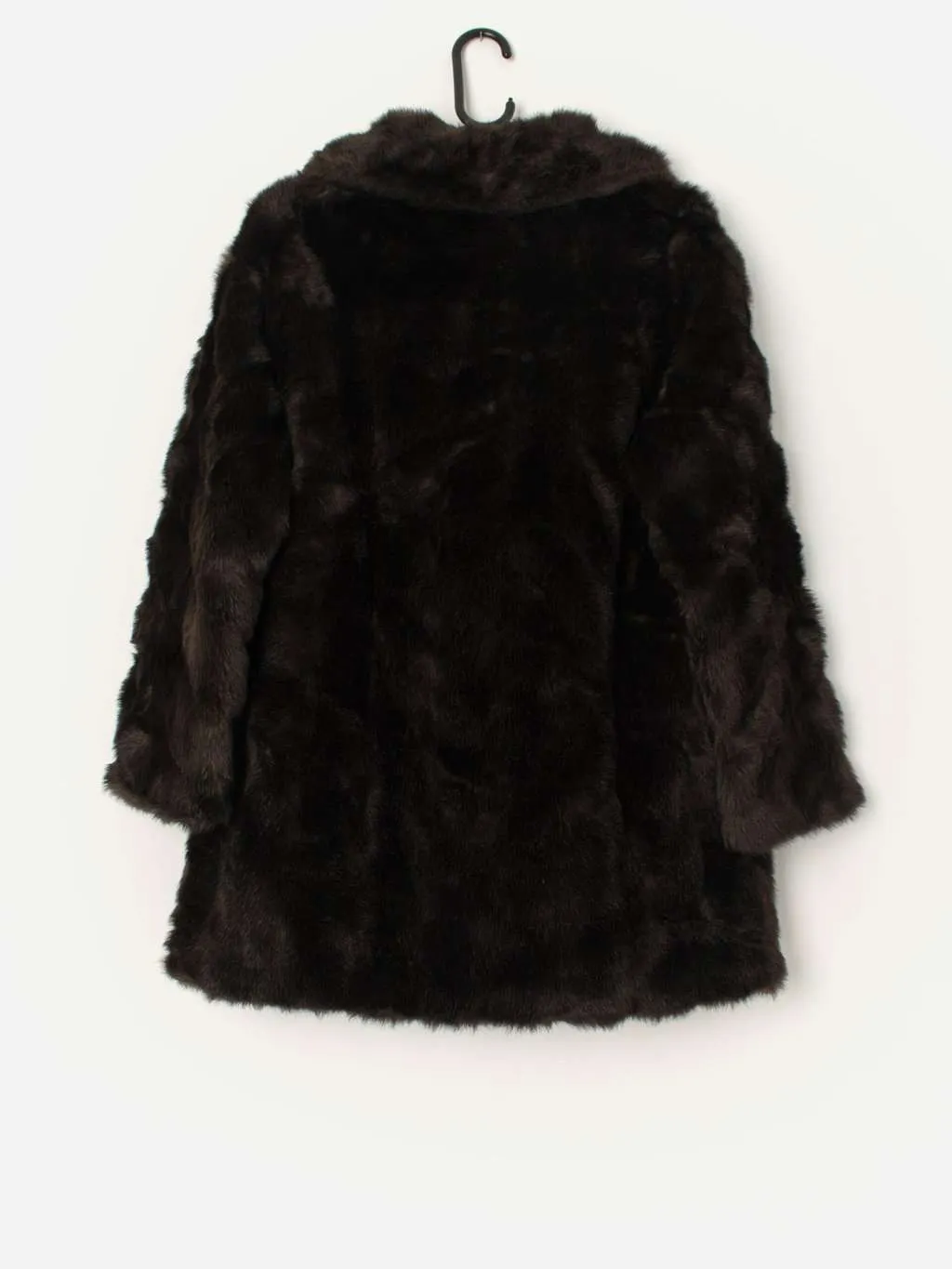 Vintage faux fur jacket in dark brown – Medium