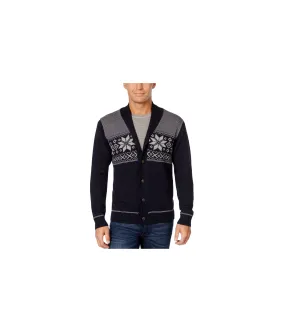 Weatherproof Mens Snow Flake Cardigan Sweater