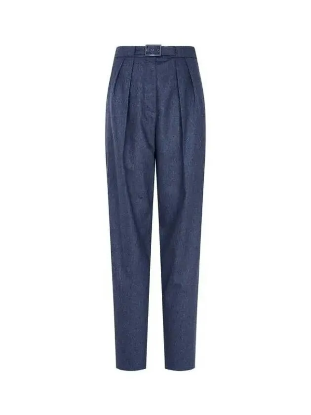 Women s Belt Closure Cash Wool Pants Navy 271299