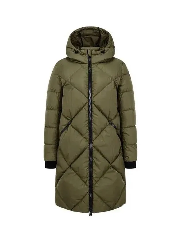 Women s Knit Cuff Hooded Down Padded Coat Green 270138