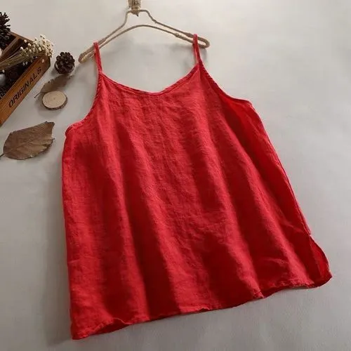 Women's Camisole Tank Tops Washed Backless Casual Solid Color