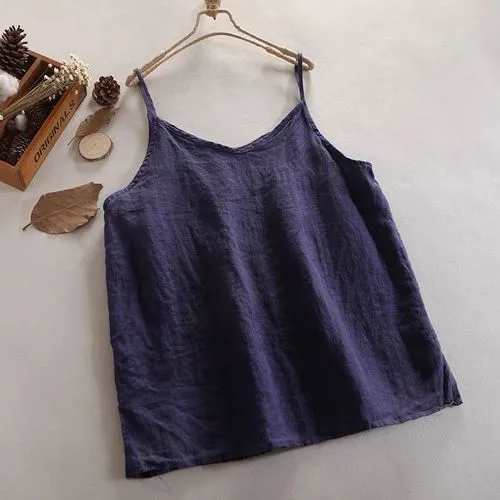 Women's Camisole Tank Tops Washed Backless Casual Solid Color