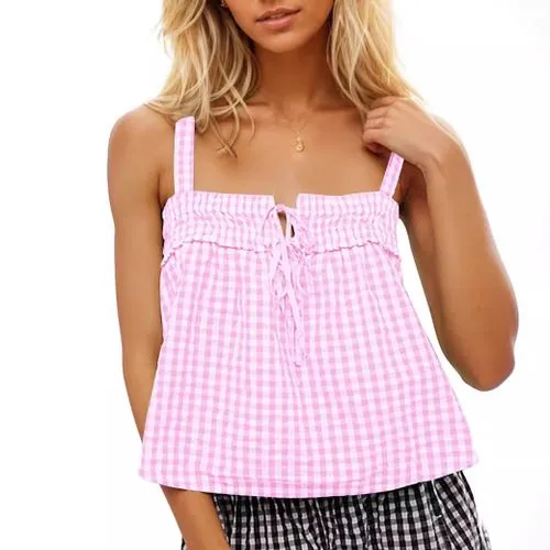 Women's Camisole Tank Tops Y2K Sexy Plaid