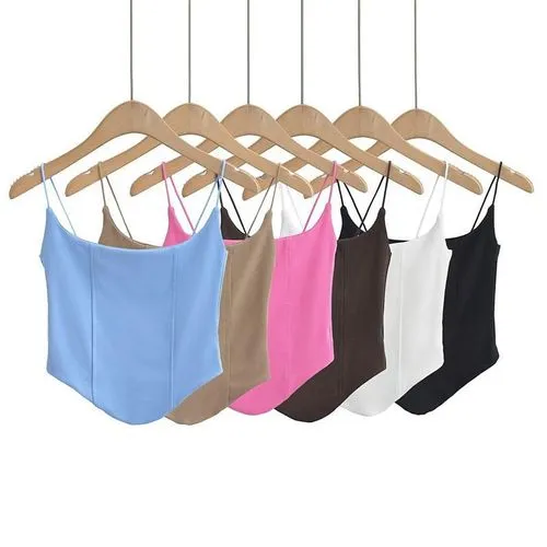 Women's Camisole Tank Tops Zipper Sexy Solid Color