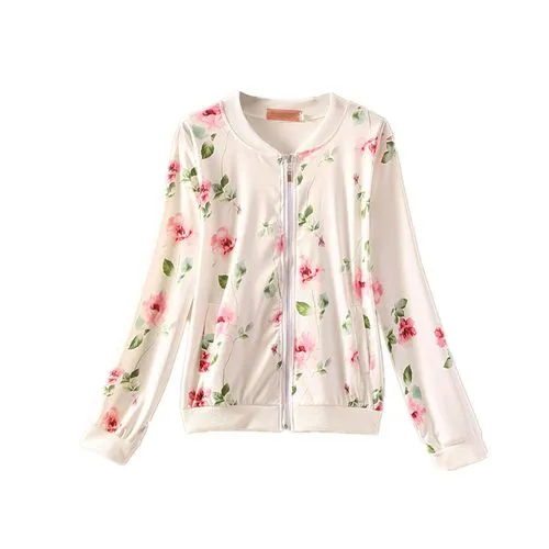 Women's Casual Printing Printing Zipper Coat