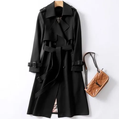 Women's Casual Solid Color Double Breasted Coat Trench Coat