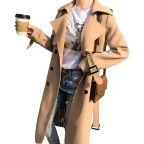 Women's Casual Solid Color Double Breasted Coat Trench Coat