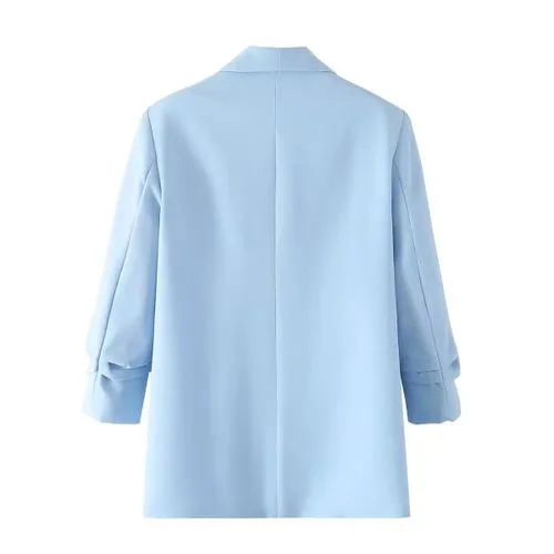 Women's Coat Long Sleeve Blazers Pleated Business Solid Color