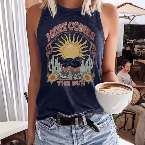 Women's Racerback Tank Tops Tank Tops Printing Vacation Cactus Sun Landscape