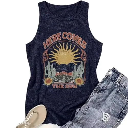 Women's Racerback Tank Tops Tank Tops Printing Vacation Cactus Sun Landscape