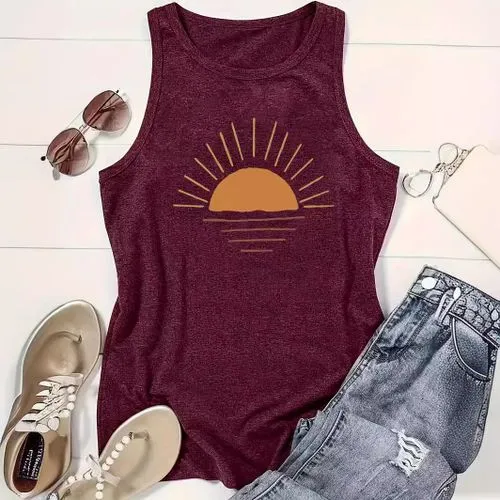 Women's Racerback Tank Tops Tank Tops Printing Vintage Style Sun Landscape