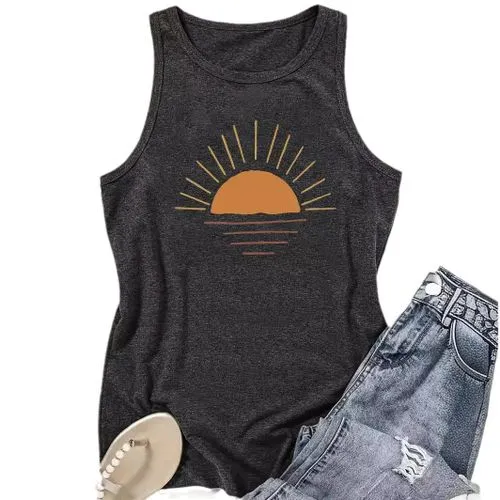 Women's Racerback Tank Tops Tank Tops Printing Vintage Style Sun Landscape