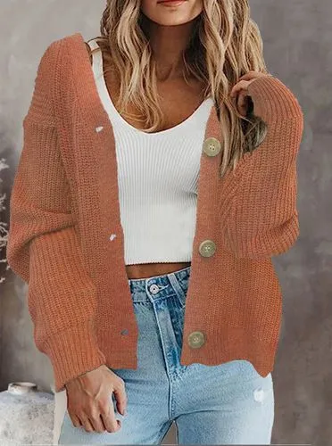 Women's Streetwear Solid Color Single Breasted Coat Sweater