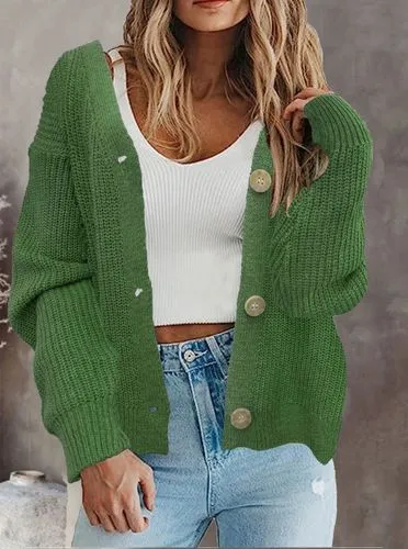 Women's Streetwear Solid Color Single Breasted Coat Sweater