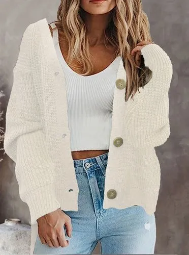 Women's Streetwear Solid Color Single Breasted Coat Sweater