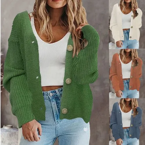 Women's Streetwear Solid Color Single Breasted Coat Sweater