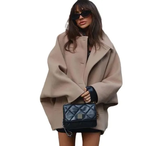 Women's Streetwear Solid Color Zipper Coat Woolen Coat