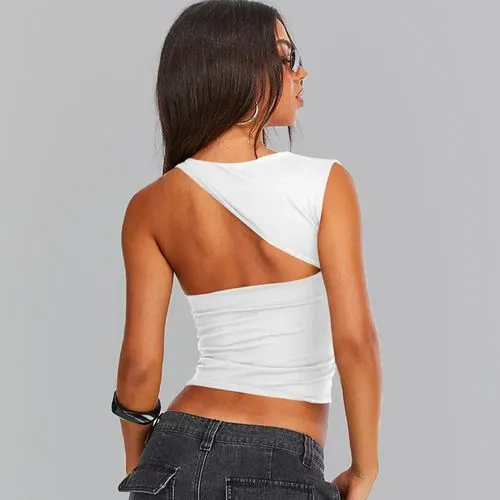 Women's Vest Tank Tops Backless Streetwear Solid Color