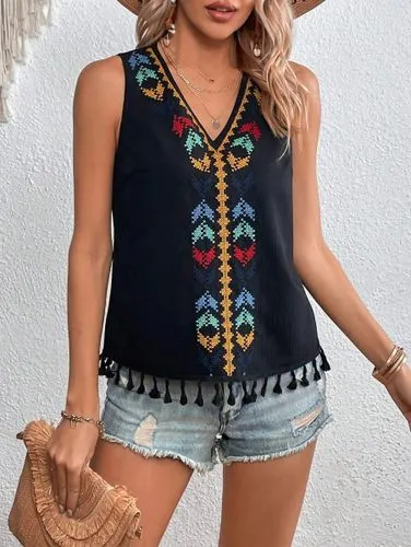 Women's Vest Tank Tops Embroidery Streetwear Embroidery