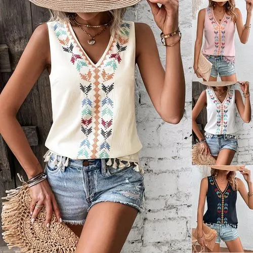 Women's Vest Tank Tops Embroidery Streetwear Embroidery