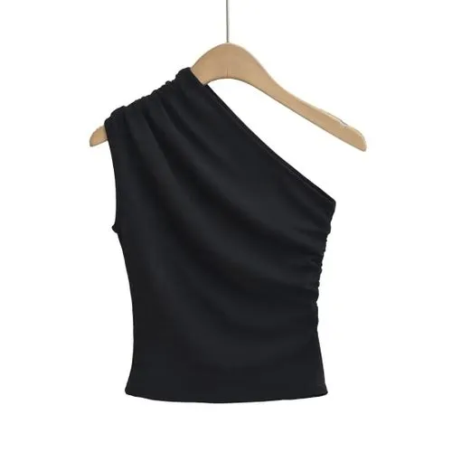 Women's Vest Tank Tops Pleated Sexy Solid Color