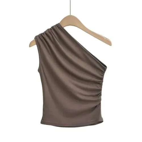 Women's Vest Tank Tops Pleated Sexy Solid Color