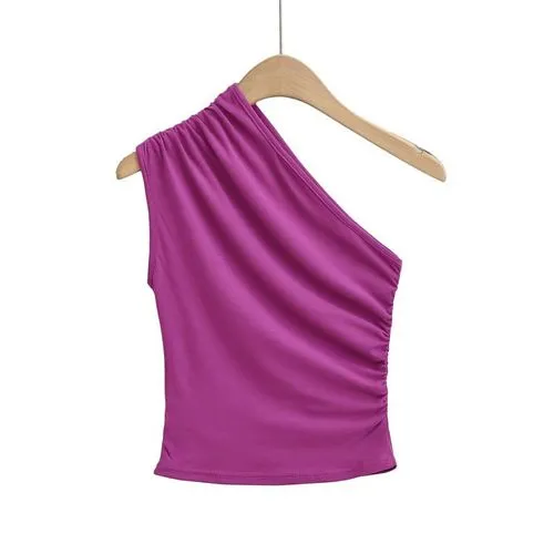 Women's Vest Tank Tops Pleated Sexy Solid Color