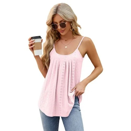 Women's Vest Tank Tops Pleated Streetwear Solid Color