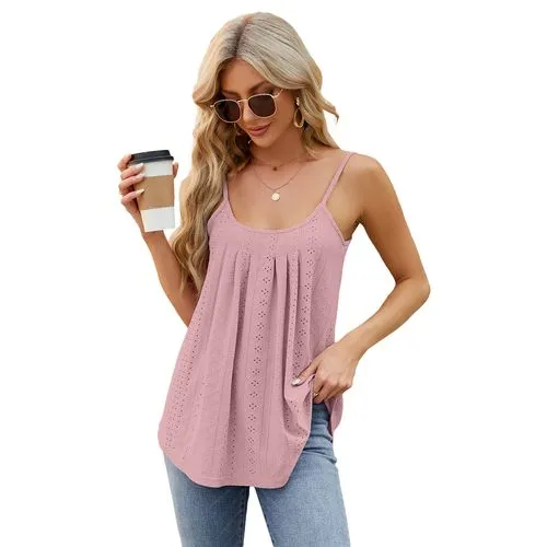 Women's Vest Tank Tops Pleated Streetwear Solid Color